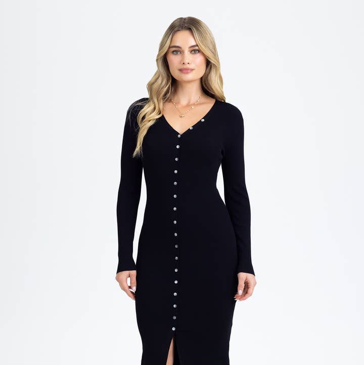 DEEP V-NECK MIDI DRESS - BMD0002L for wholesale by Miss Me