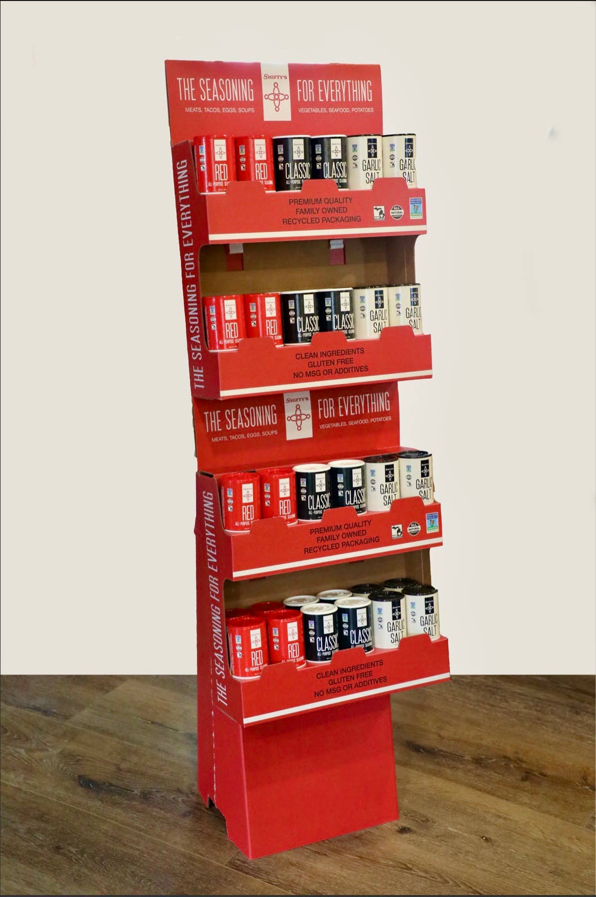 Shifty's Seasoning – wholesale Retailer display – Food & Drink – Shifty's Floor Shipper0