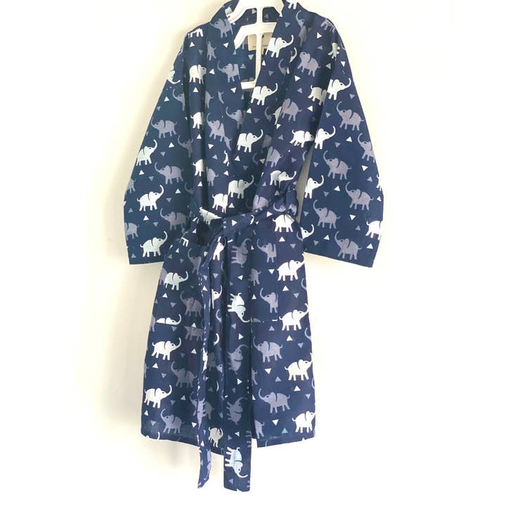 The Indian Bazaar – wholesale Badrock - Barn – Barn Unisex Robe - Bomull Handblock elefant Tryck tyg