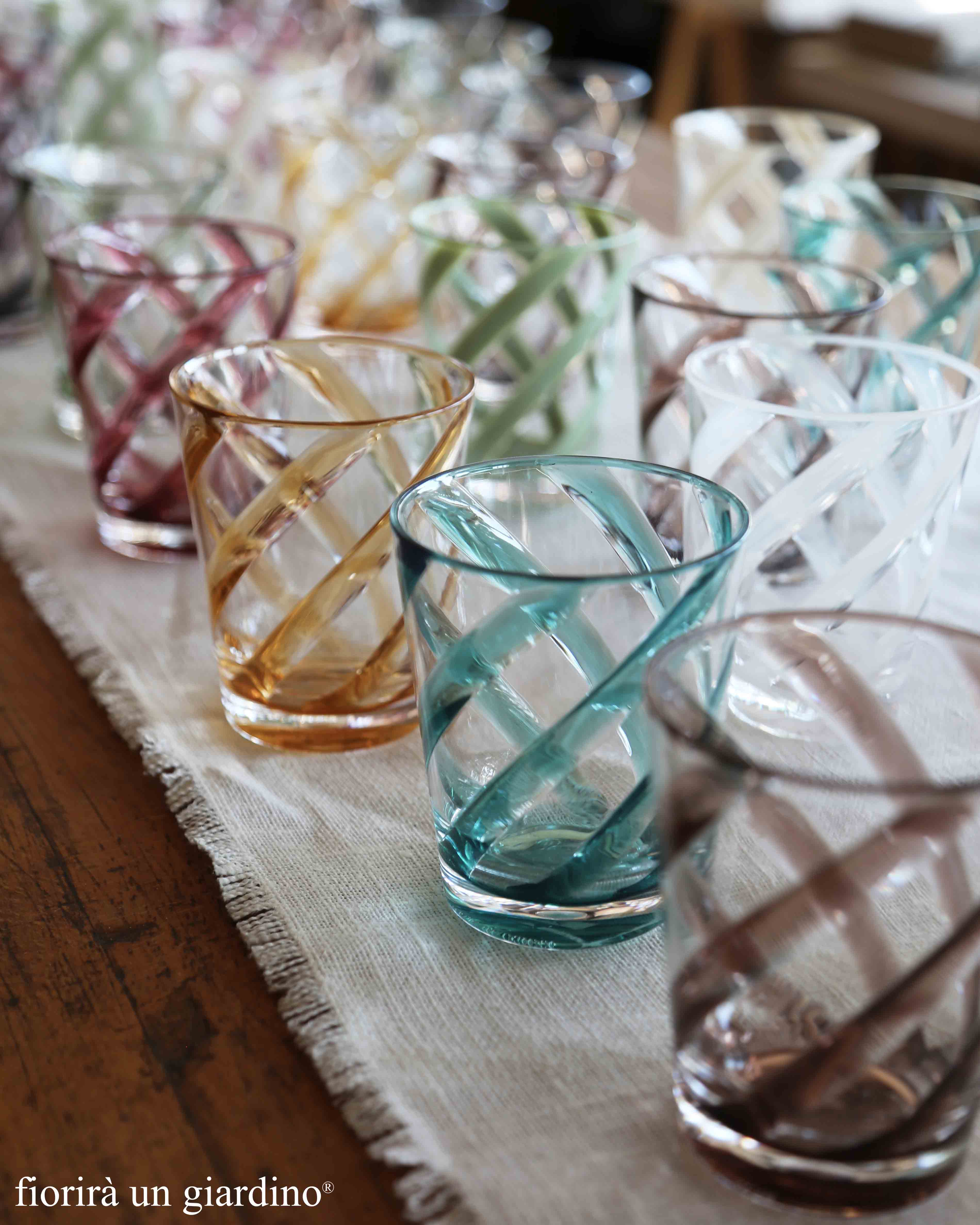 Fiorirà un giardino - Wholesale Drinking Glass/Cup - Spiral Turquoise Transparent Methacrylate Glass D9 H11 cm3