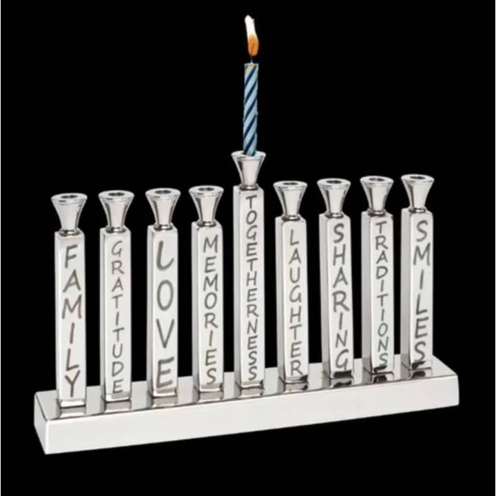Inspired Generations - Wholesale Menorah - Mimi Menorah - Silver - Hanukkah Candelabra1