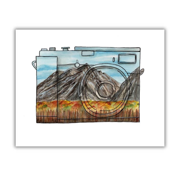 Autumn Mountains Kameralandschaft - Stift- und Aquarelldruck für den Großhandel von Alyssa Whetstone Art