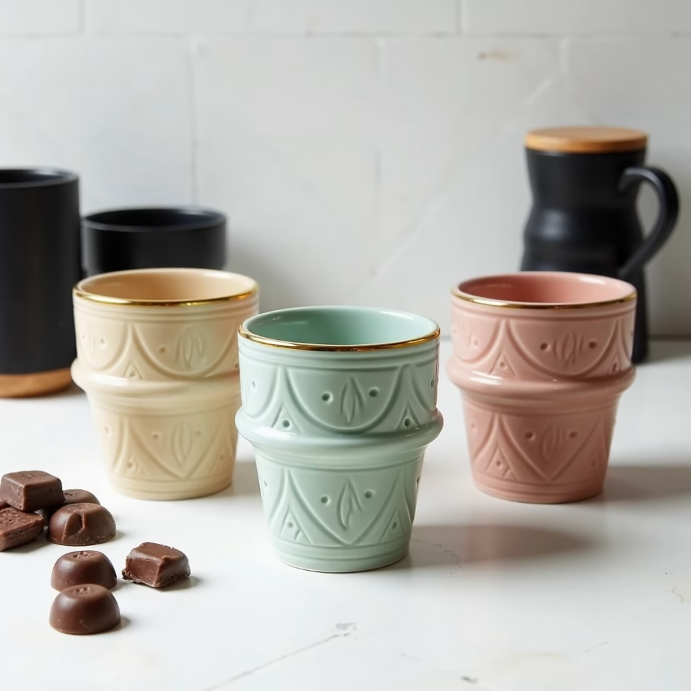 High crafty – Chávena de chá por atacado – Chávenas de Café Expresso em Cerâmica Marroquina Decoradas à Mão com Ouro Puro6