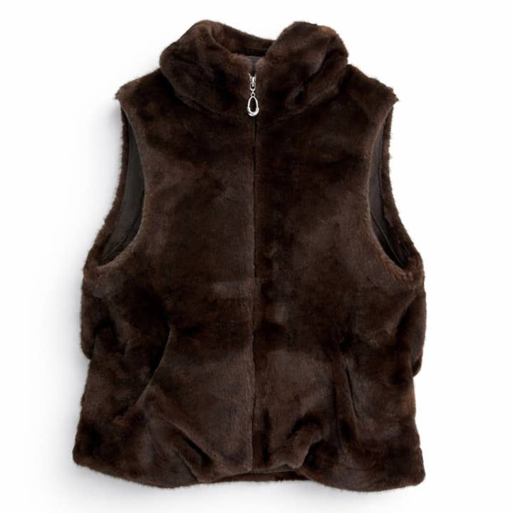 Ellison+Young - Wholesale Outerwear Vest - Women's - Real Feel Faux Mink Fur Hooded Vest4