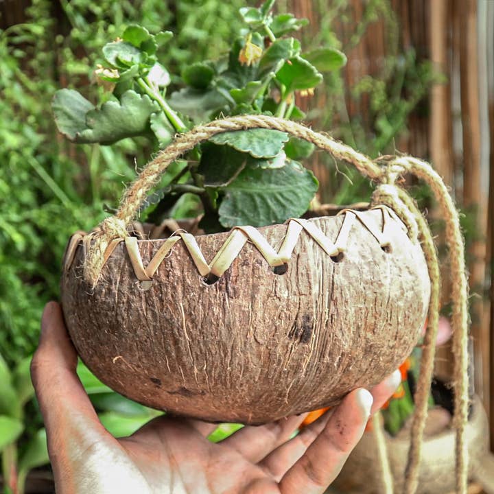 Rainforest Bowls – wholesale Hanging planter – Hanging Fiber Coconut Planter