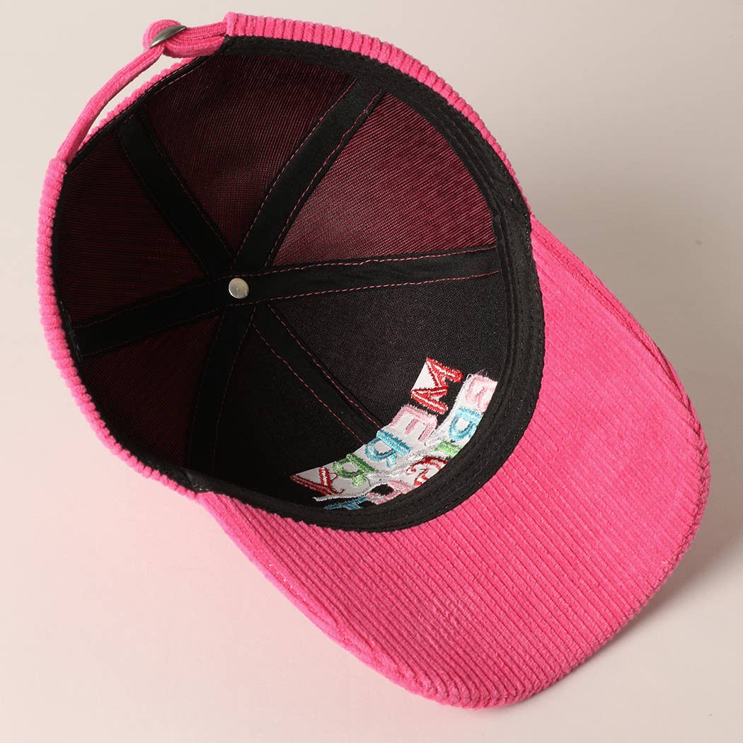 Fashion City - Wholesale Baseball Cap - Women's - MERRY BRIGHT Embroidery Corduroy Cap14