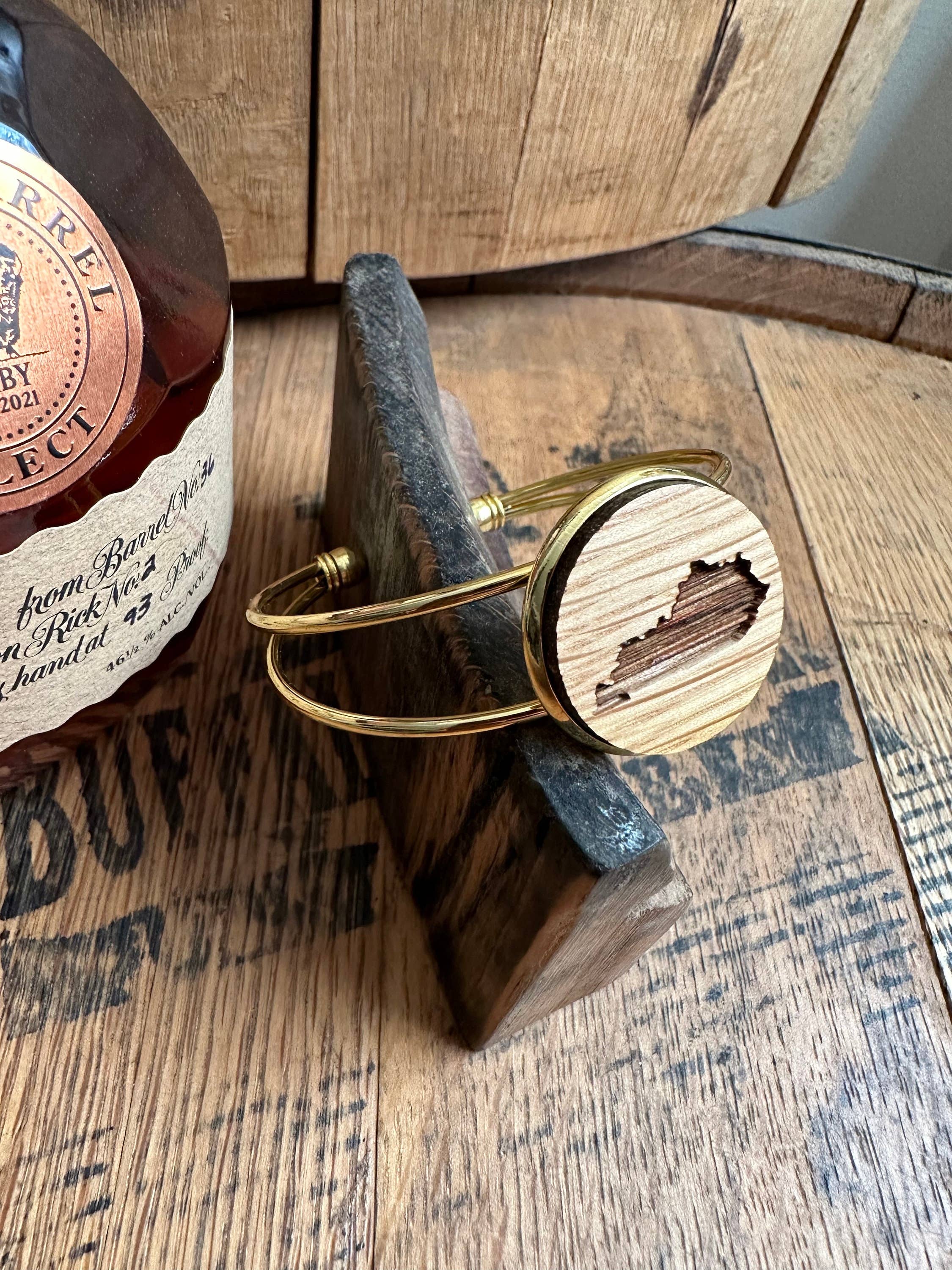 TWWKY - Wholesale Cuff Bracelet - Kentucky Bourbon Barrel Gold Cuff Bracelet2