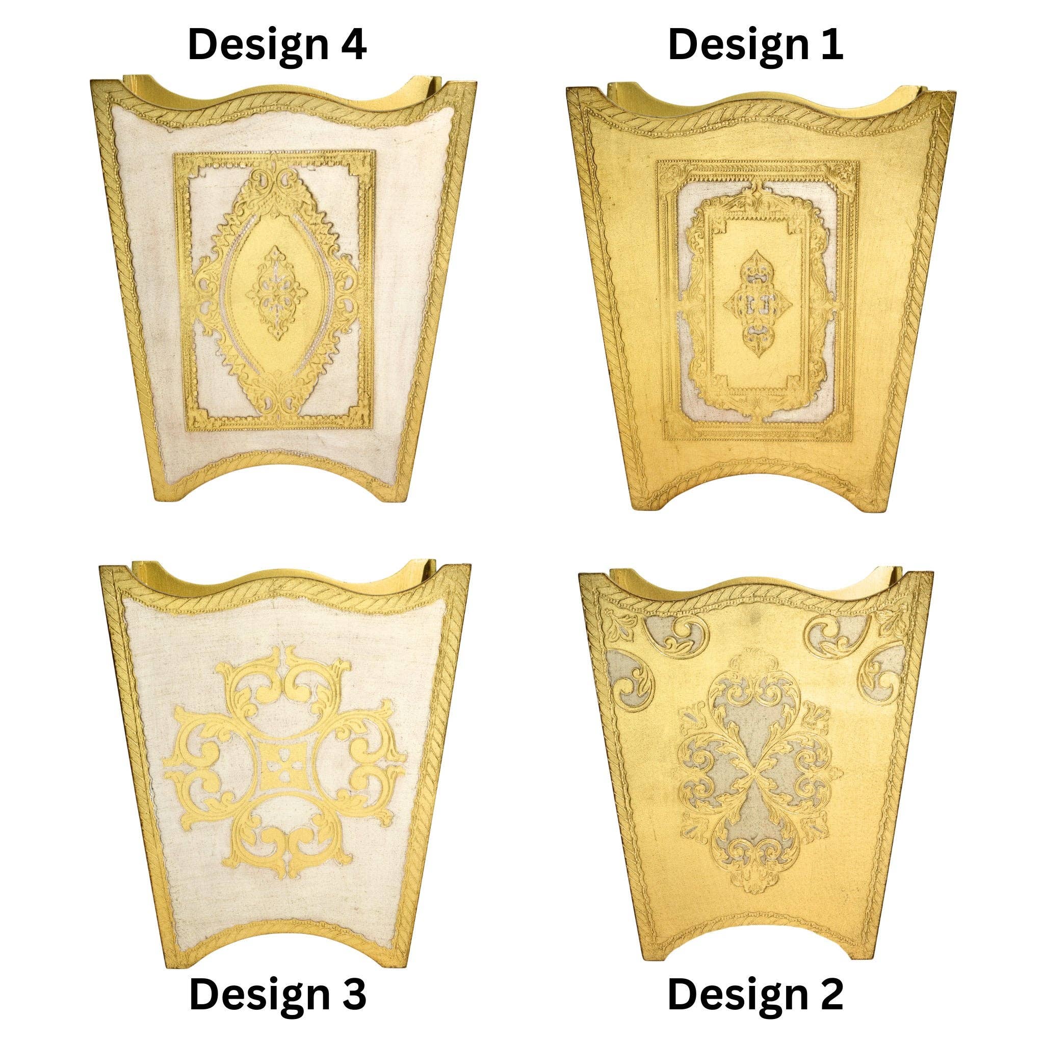 Via Graceffo - Wholesale Trashcan/Trash Bin - Italian Florentine Waste bin, Cappuccino & Gold, Made in Italy10