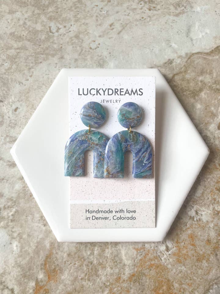 Clay Earring- The Isabel- Hypoallergenic- Lightweight - Handmade- Statement Jewelry- UV Resin1 for wholesale by LuckyDreams