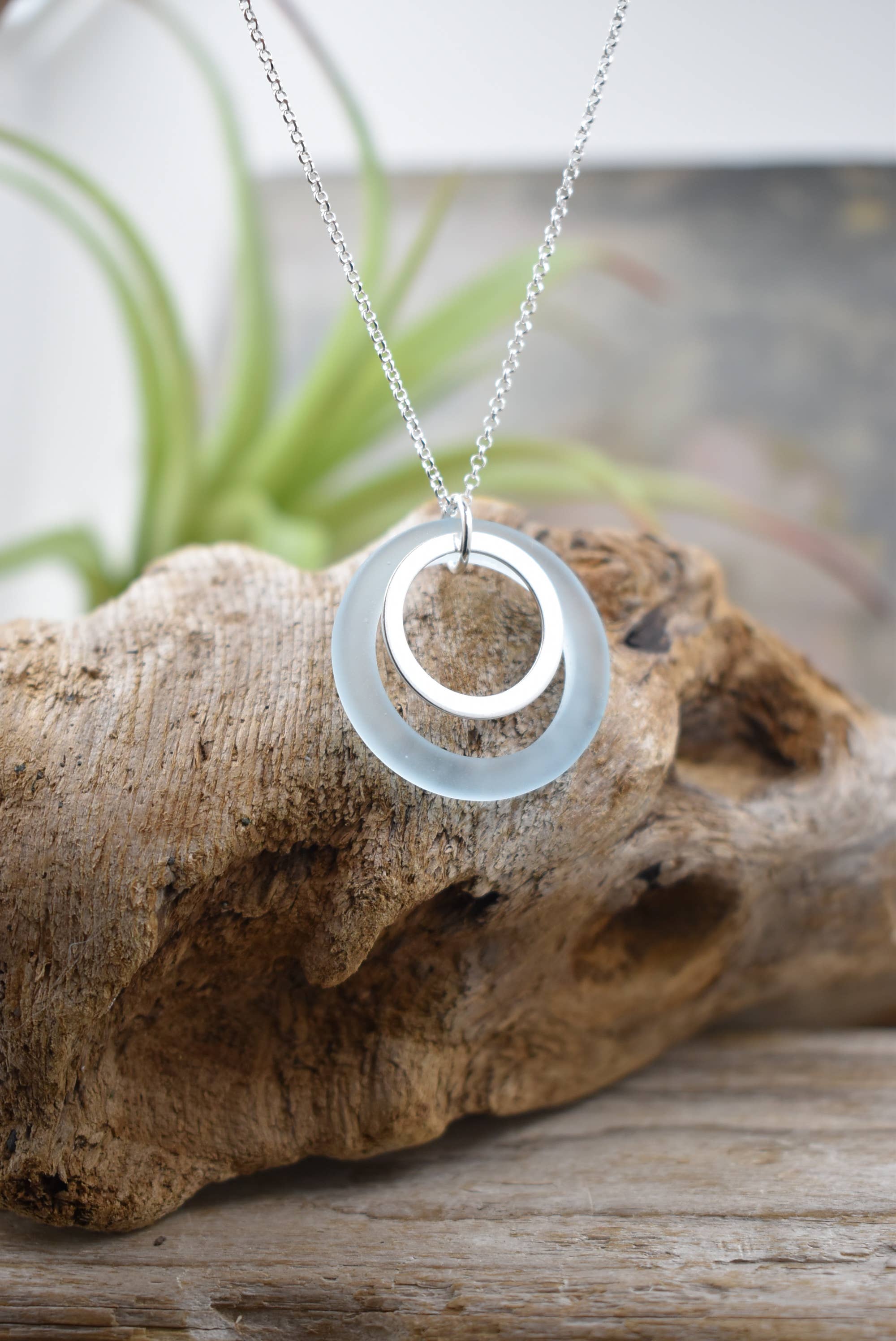 Whitelotus Design - Wholesale Pendant/Charm Necklace - Eco glass silver circular PENDANT necklace - summer jewelry2