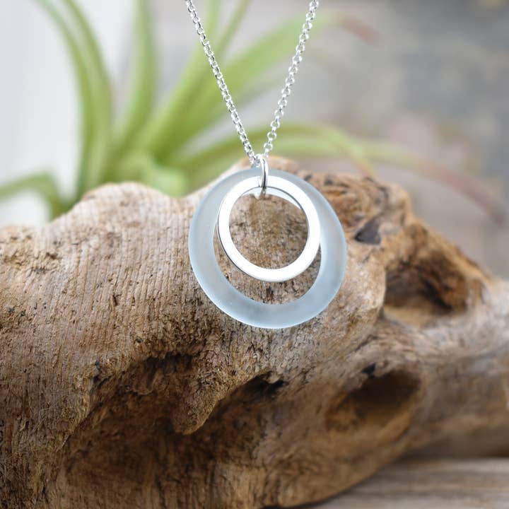 Whitelotus Design - Wholesale Pendant/Charm Necklace - Eco glass silver circular PENDANT necklace - summer jewelry2