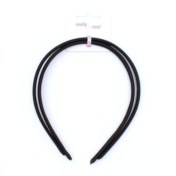 Inca UK – wholesale Fashion headband – women's – 1cm Wide Black Satin Alicebands. Card of 20
