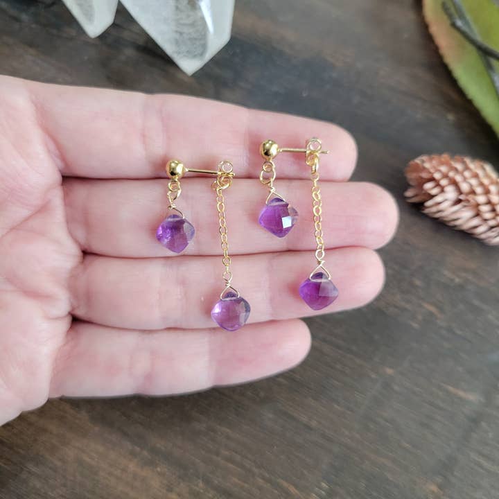 Leo Eleven Jewelry - Wholesale Dangle Earrings - Amethyst Dangle Stud Earrings 3