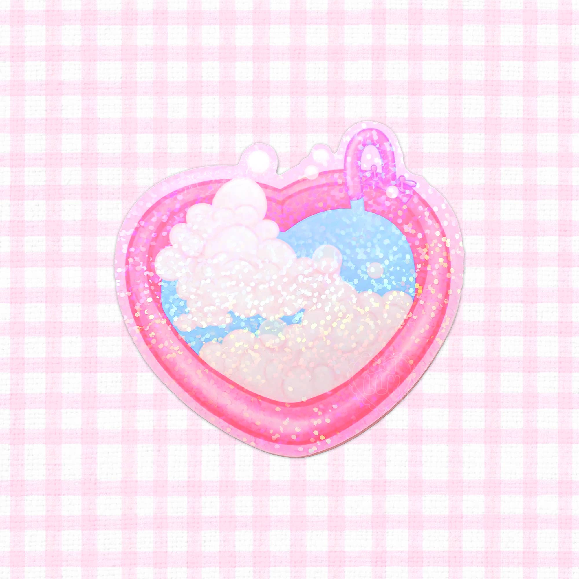 LooLooKazoo - Vente Autocollant - Autocollant holographique en vinyle découpé sous pression Heart Tub