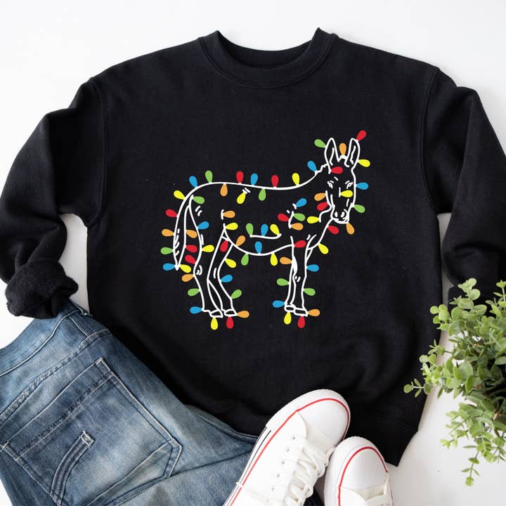 Donkey Lights Outline Fleece for wholesale by MidWest Tees
