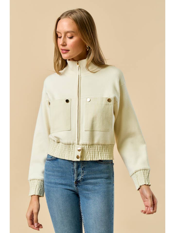 IVORY ILT5716 Mock Neck Zip-Up Jacket for wholesale on Faire