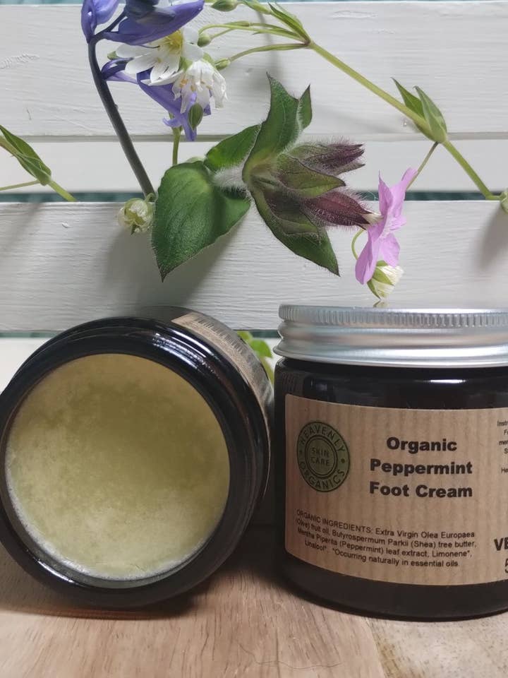 Organic Peppermint Foot Cream for wholesale by Heavenly Organics Skin Care