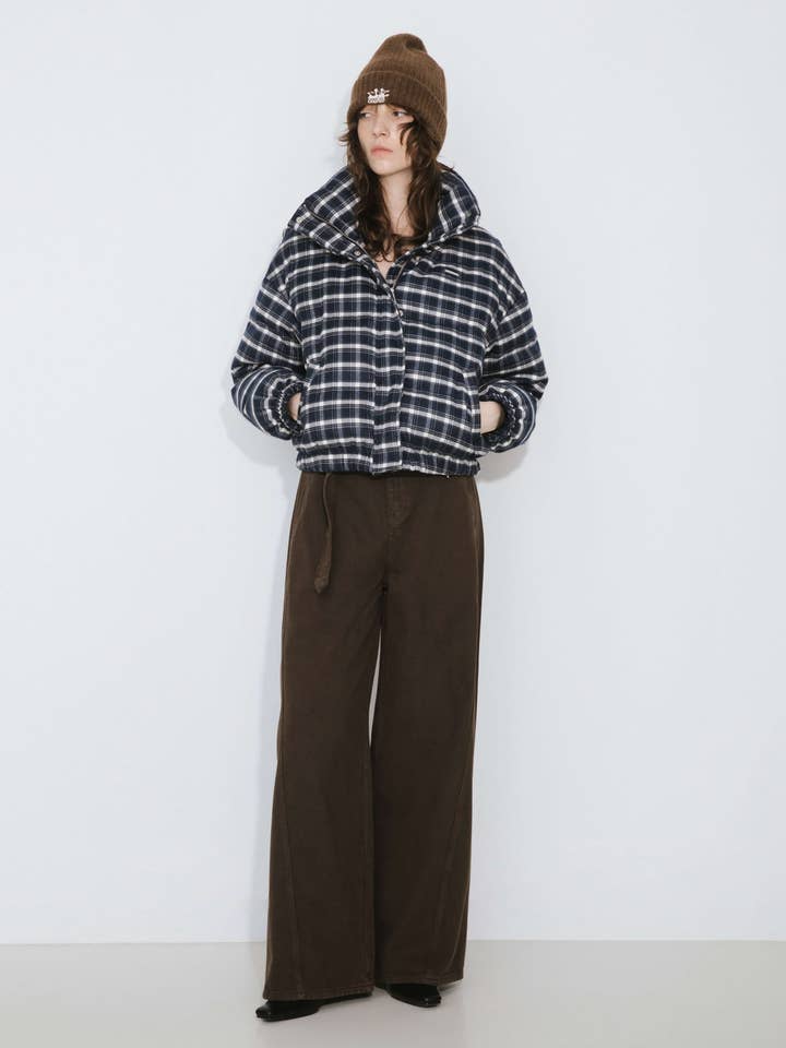 SteelBlue Blue Striped Short Down Coat for wholesale on Faire3