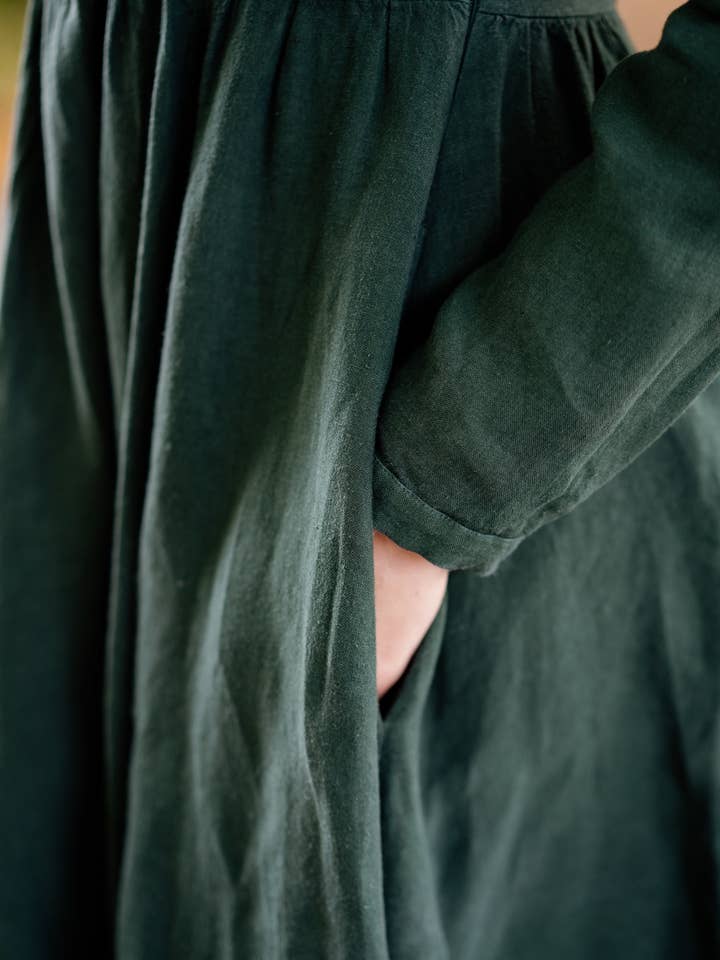 Night Garden Classic – Midi Linen Dress with Peter Pan Collar for wholesale on Faire16