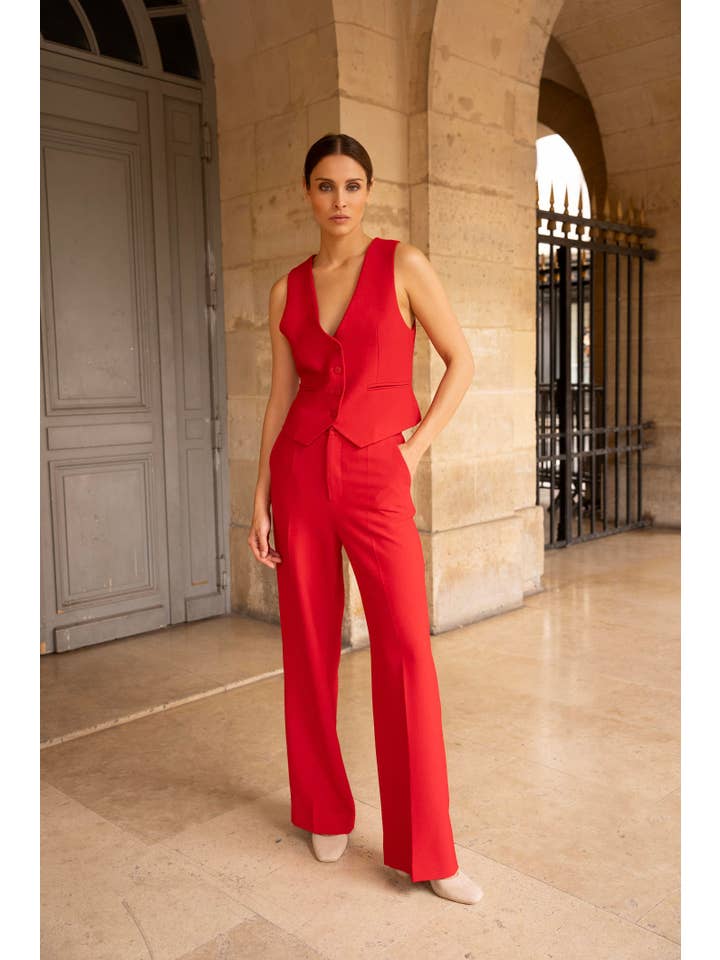 Attentif Paris – Colete de fato – Mulher por atacado – Colete ajustado de alfaiate em tecido de inverno18