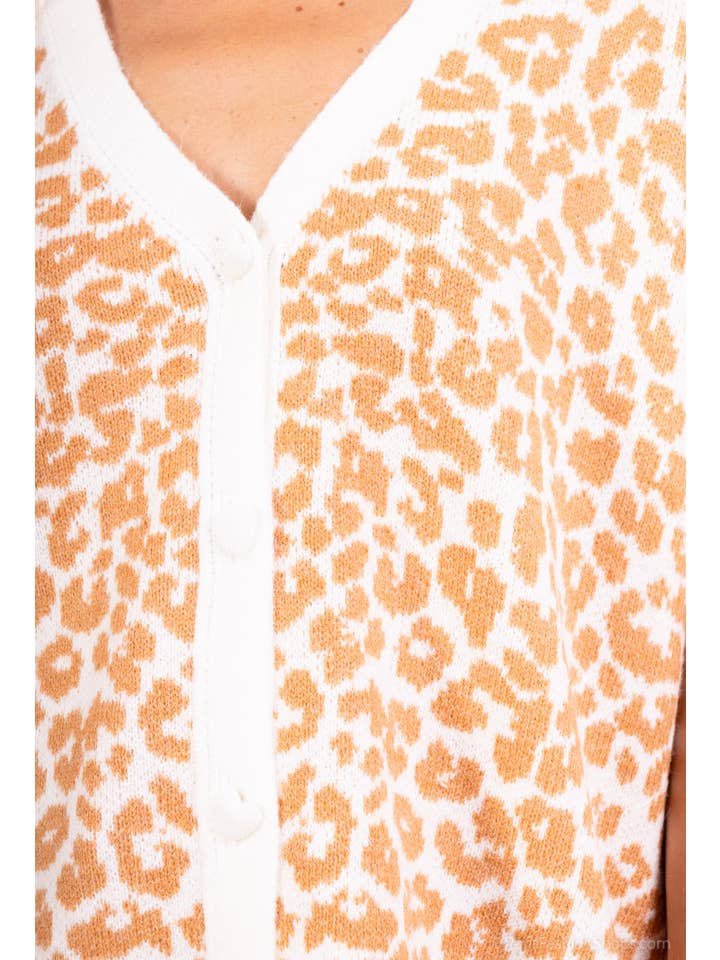 Afinity - Wholesale Cardigan – Women’s - Leopard print sleeveless cardigan AP1103