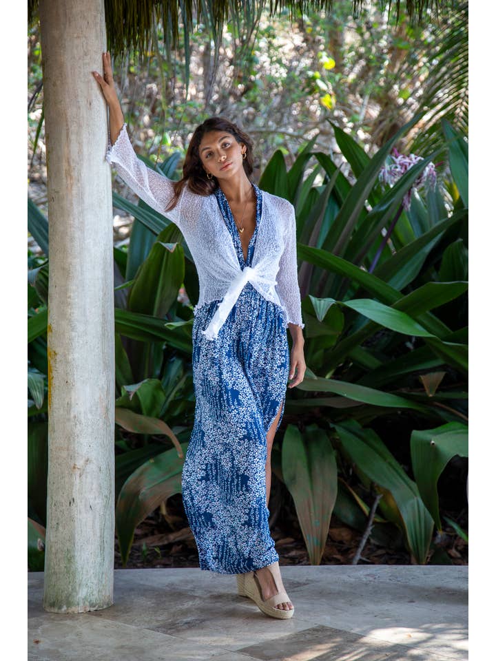 Bali Prema - Wholesale Cardigan - Women's - Summer Knit Sheer Cardigan Bolero Shrug Cover in White