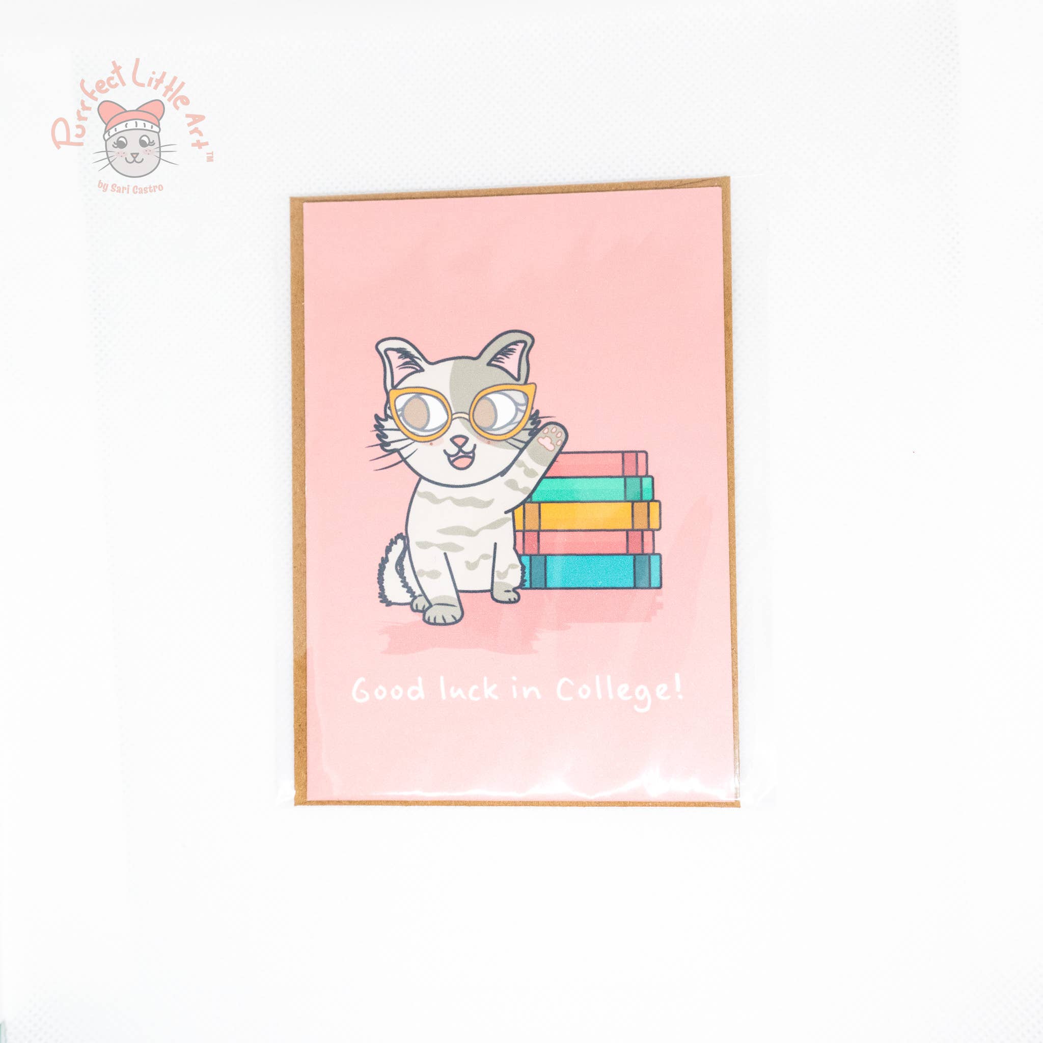 Purrfect Little Art - Wholesale Good Luck Card - Good Luck in College Cat Card | Colorful Kawaii | Cat Lover2
