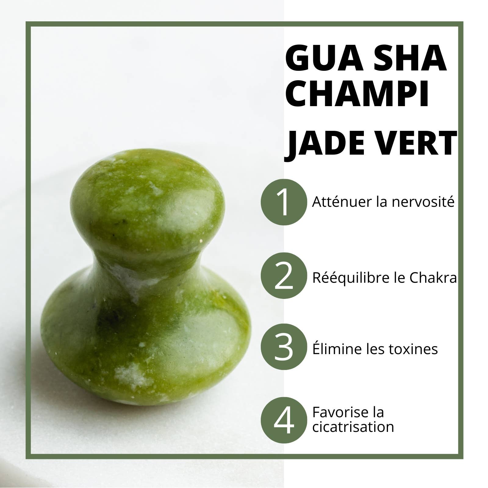 Zen'Arôme - Wholesale Gua Sha Tool - Green Jade Mushroom Gua Sha - stone massage mushroom7