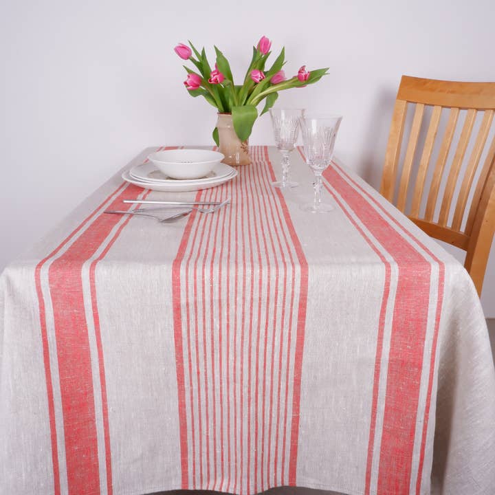 NorraVilla - Vendita all'ingrosso Tovaglie - Tovaglia in lino - Village Red - Washed2