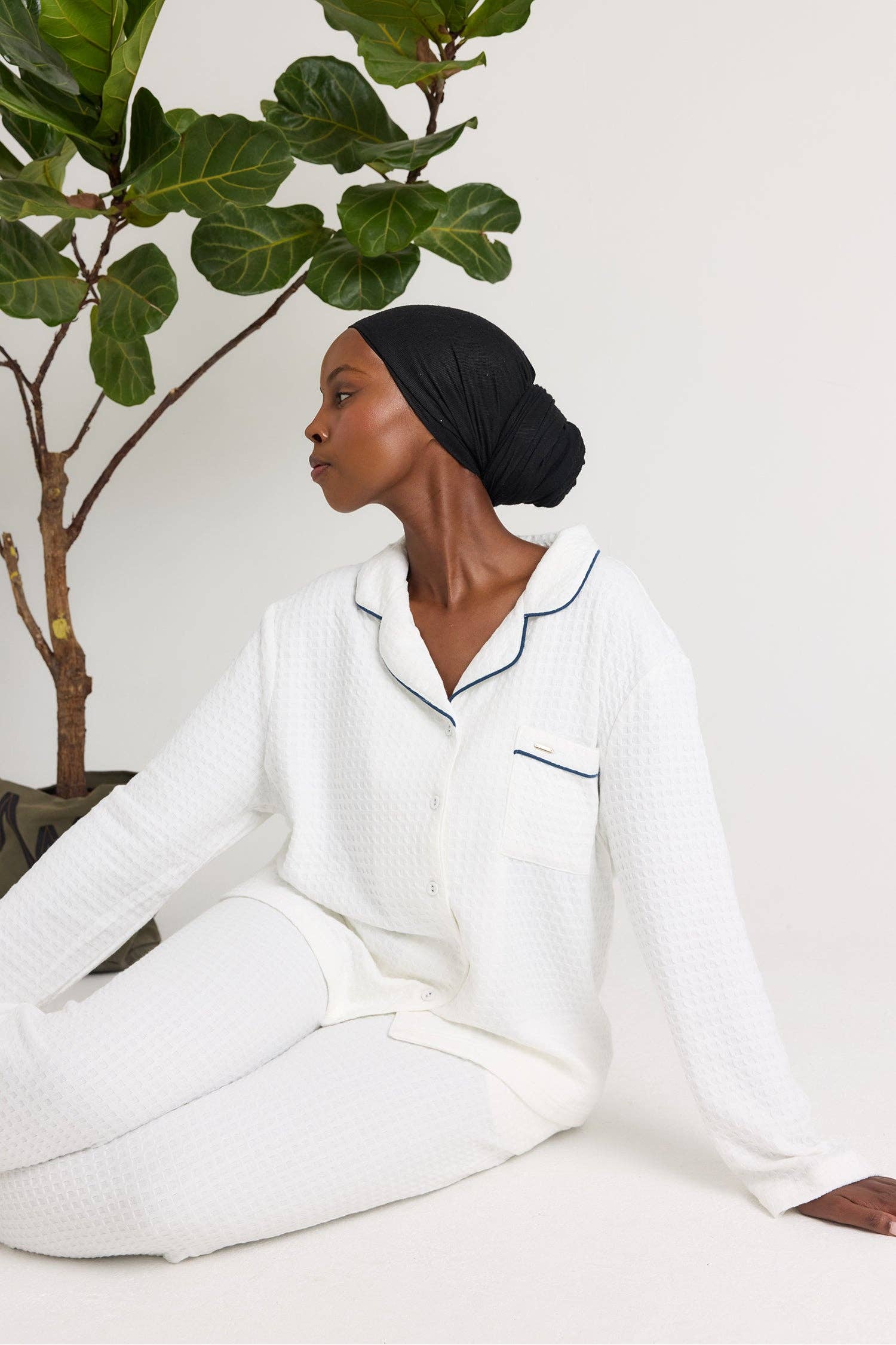 Luxury Suite Waffle PJ Set in White for wholesale on Faire6