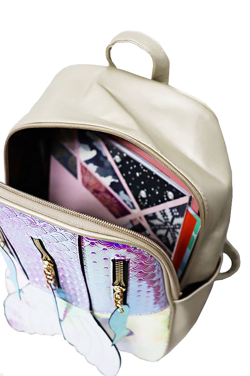 Cap Zone – wholesale Ryggsäck - Dam – Mermaid Tail holografisk ryggsäck i konstläder2