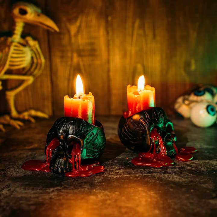 The Wine Savant / Khen Glassware - Wholesale Novelty Candle - Skull Blood Halloween Candles 2 Pack - Bleeding - Fall Decor3