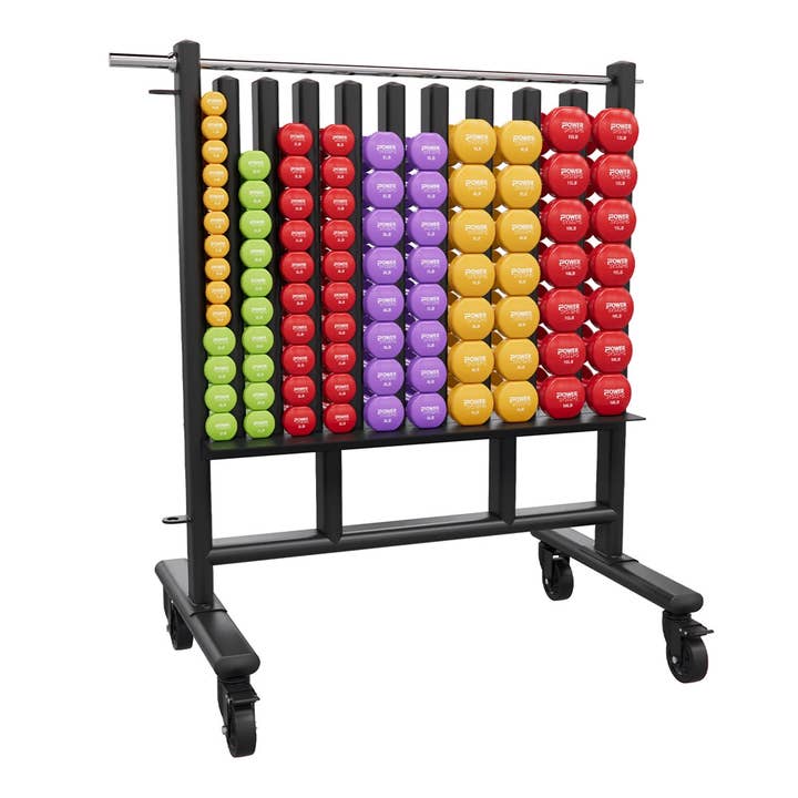 Premium Dumbbell Rack with 44 Pairs of Vinyl Dumbbells for wholesale by Power Systems