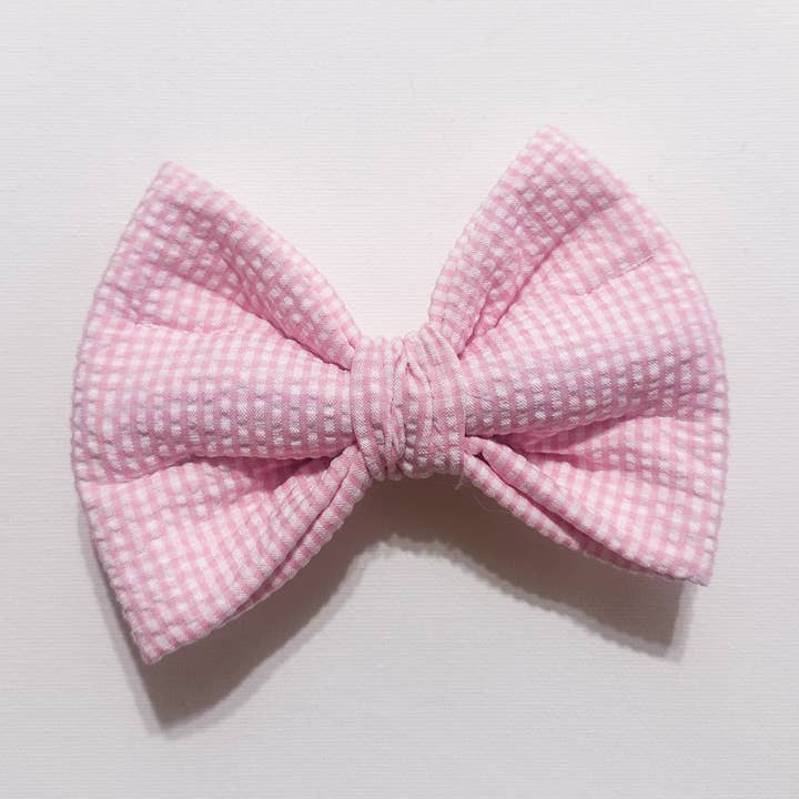 Peony Gingham Plush Bow for wholesale by Mack & Co.