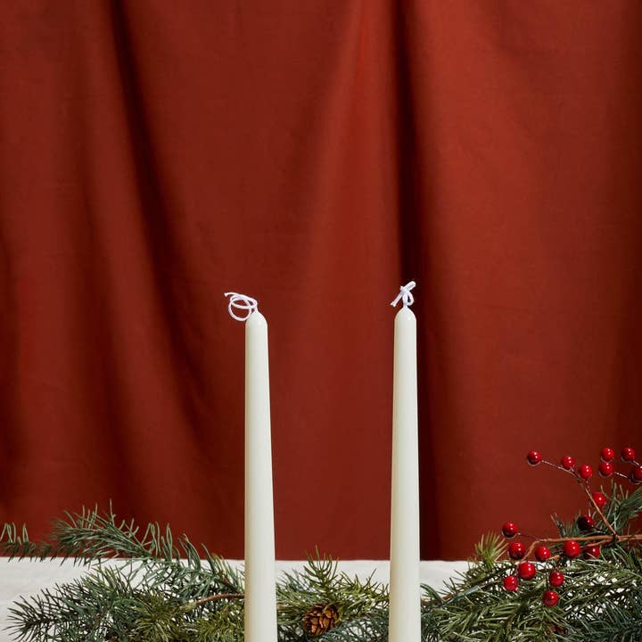 Eco-Friendly Unscented Wax Taper Candles 2-Pack for wholesale by Frame and fire studios