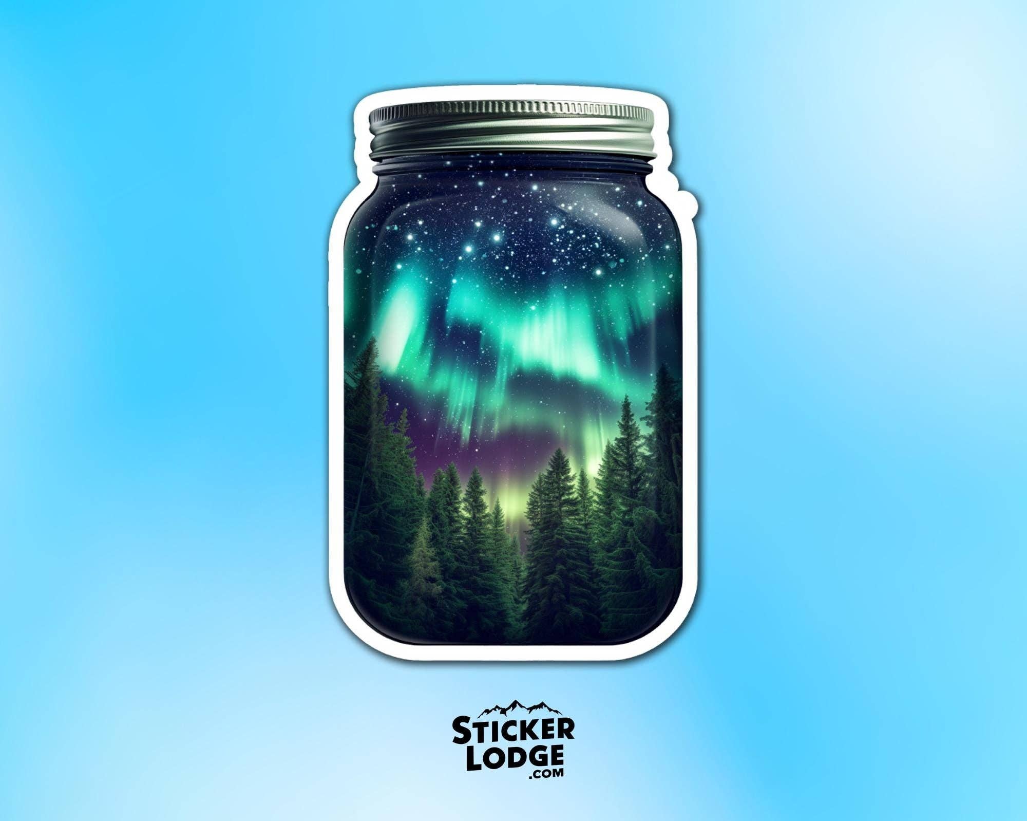 Sticker Lodge - Wholesale Phone & Laptop Stickers - Northern Lights in a Jar Vinyl Sticker