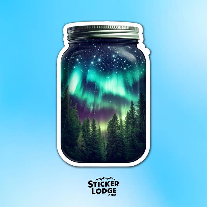 Northern Lights in a Jar Vinyl Sticker for wholesale by Sticker Lodge