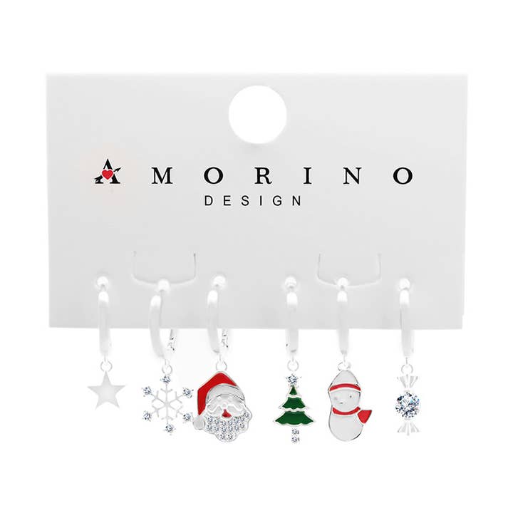 SET OF 6 HOOP EARRINGS WITH CHRISTMAS PENDANT for wholesale by AMORINO SRL