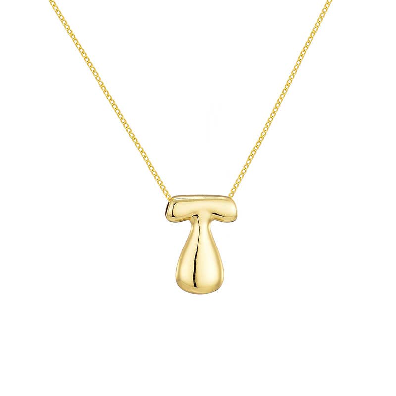 AMORINO SRL - Wholesale Pendant/Charm Necklace - LARGE BUBBLE INITIAL NECKLACE - JN24512B89GOLD17