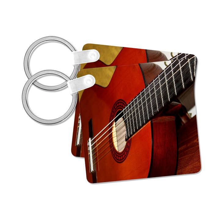 3dRose - Wholesale Keychain - Unisex - 3dRose, Closeup Of A Classical Guitar, Key Chain0