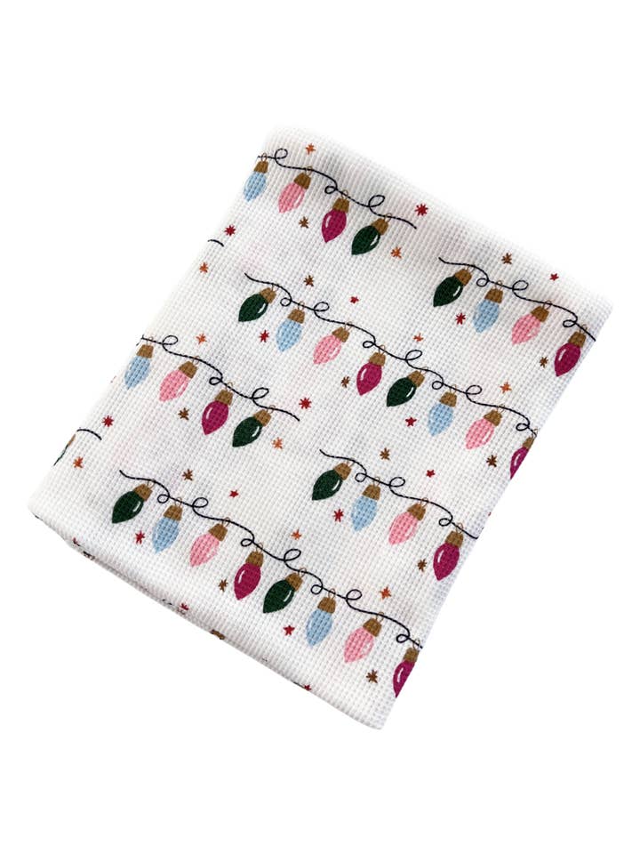 Organic Cotton Waffle Swaddle, Pink Christmas Lights for wholesale by SpearmintLOVE