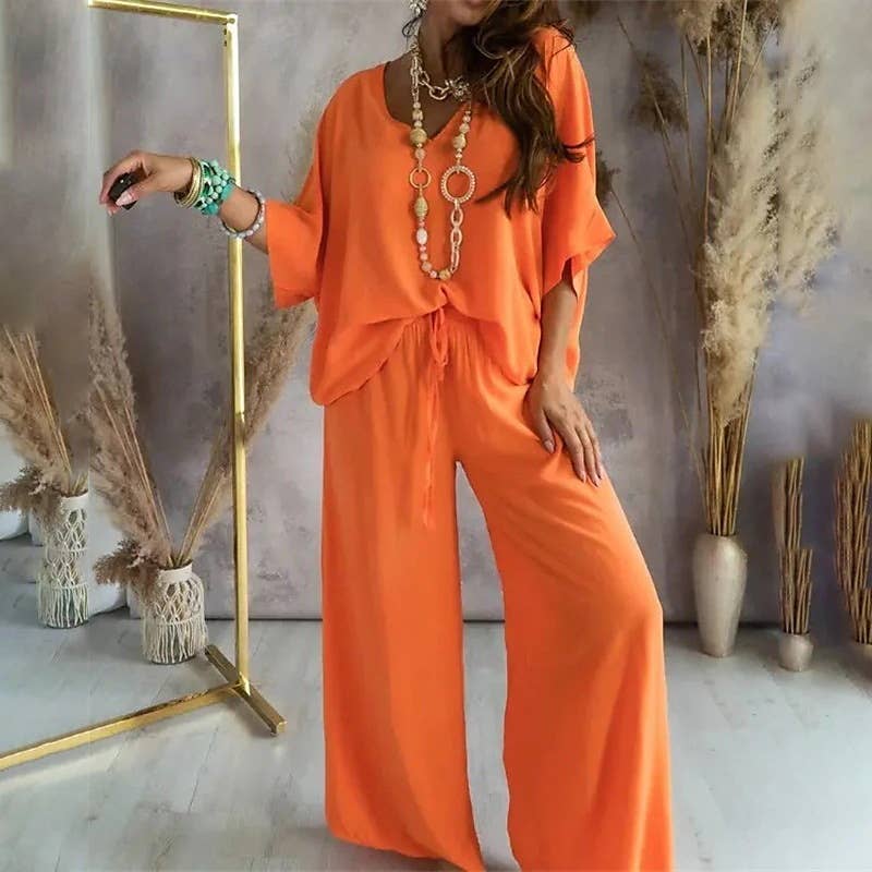 HIDDENBRAND - Wholesale Top & Pant Set (NOT Loungewear) - Women's - Casual lazy T-shirt top & pants set loungewear7