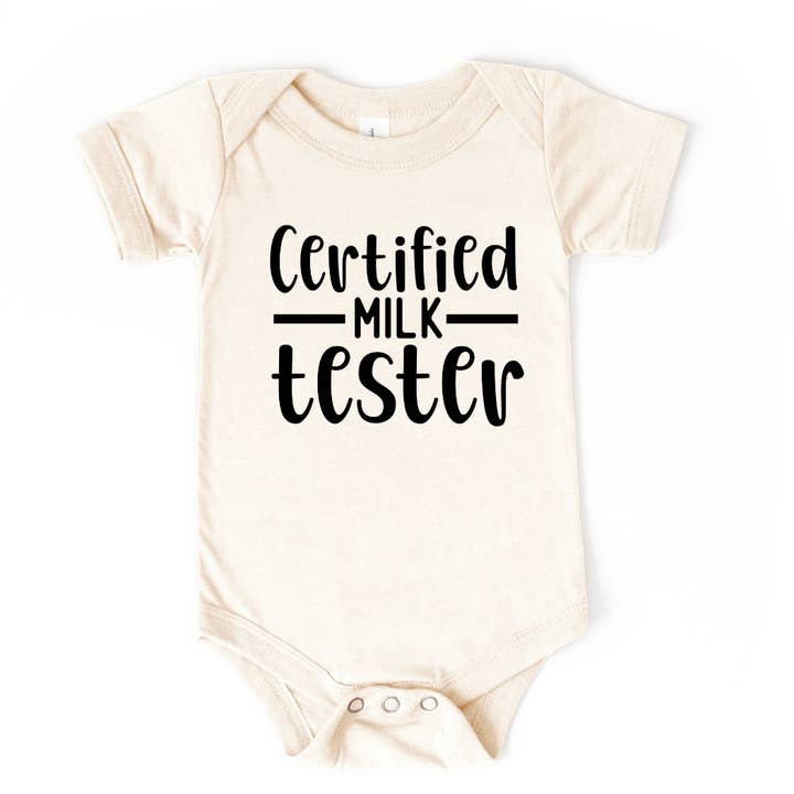 Body bébé cadeau testeur de lait certifié en coton pour la vente par Mama and Littles Apparel