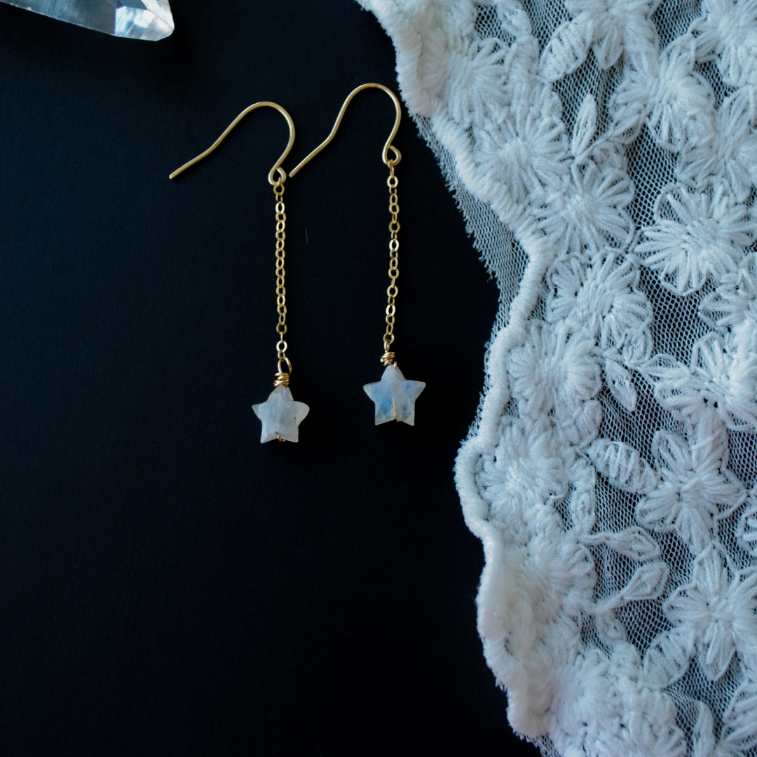 Seaflowerjewelry - Vendita all'ingrosso Parure di gioielli - Collana luna arcobaleno con pietra di luna e orecchino a stella1