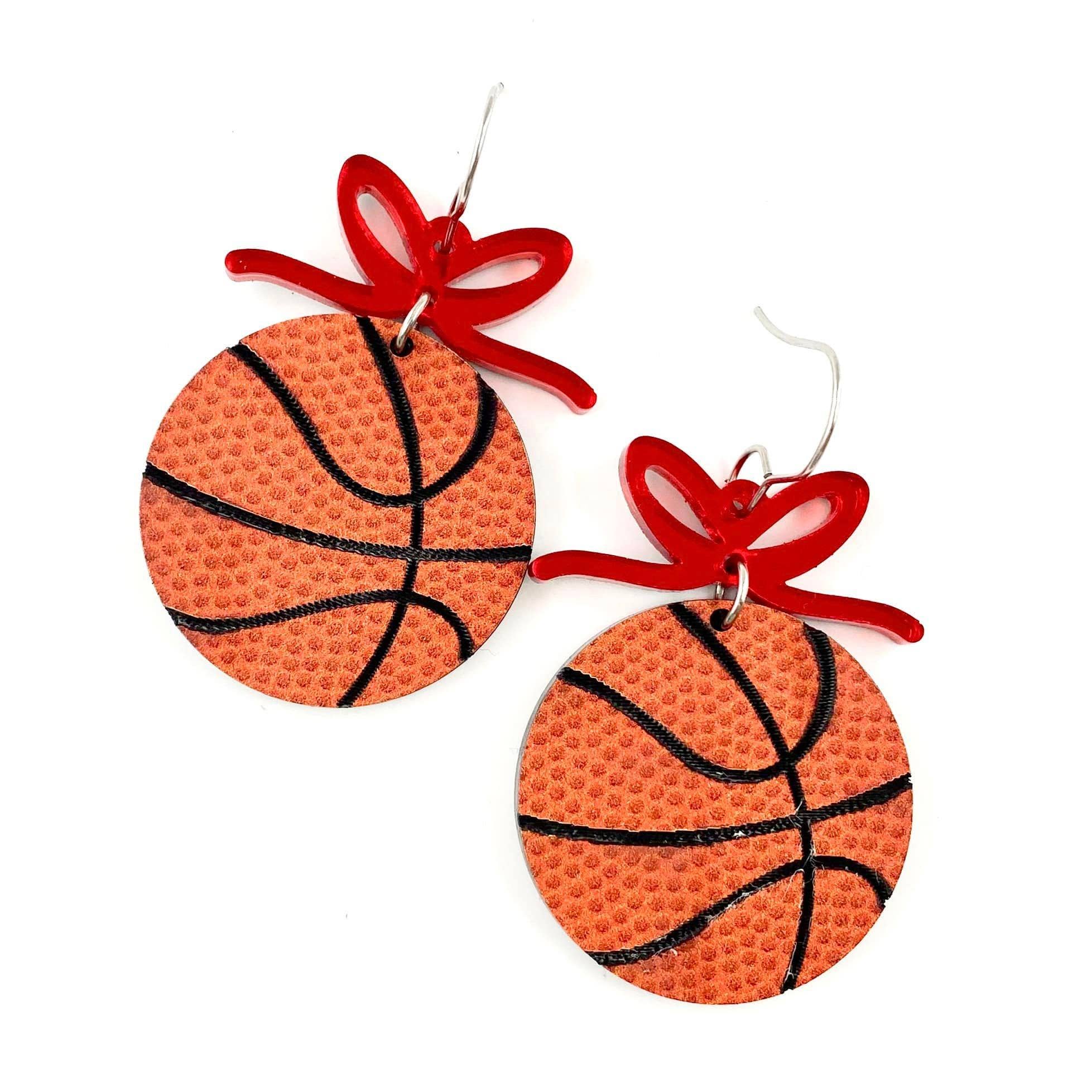 Doohickies - Wholesale Dangle Earrings - 2" Custom Bows & Basketball Dangles - Sports Earrings6