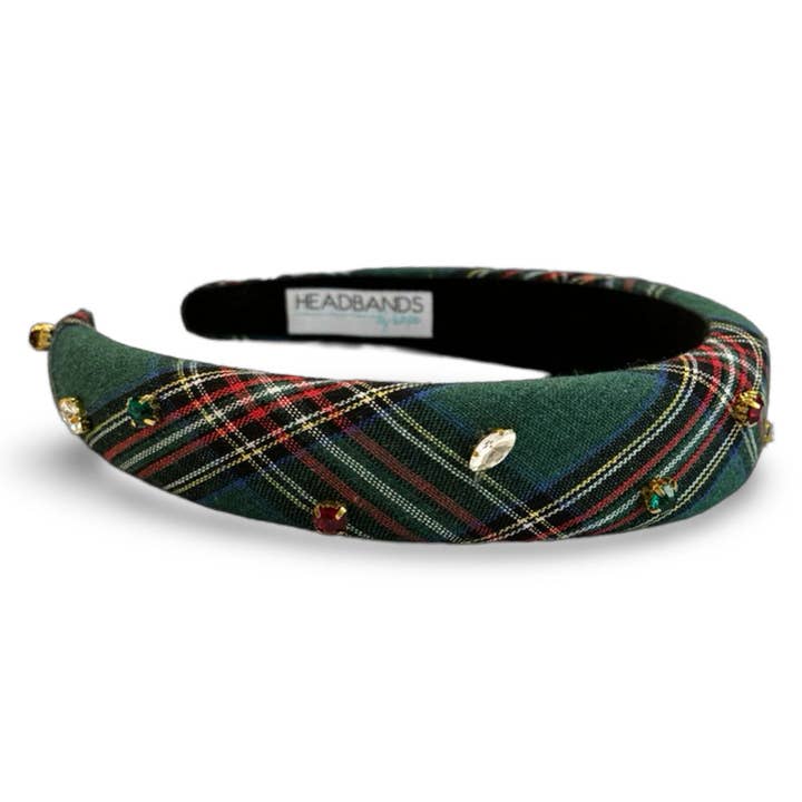 Headbands of Hope | One Purchased One Donated - Wholesale Fashion Headband - Women's - Classic Padded Headband - Green Plaid Gems2