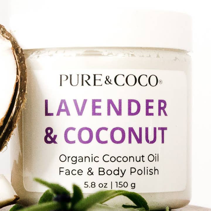 Lavender Face & Body Polish – Valentine & Galentine Gift for wholesale by Pure & Coco | Organic Coconut Oil Face & Body Skincare