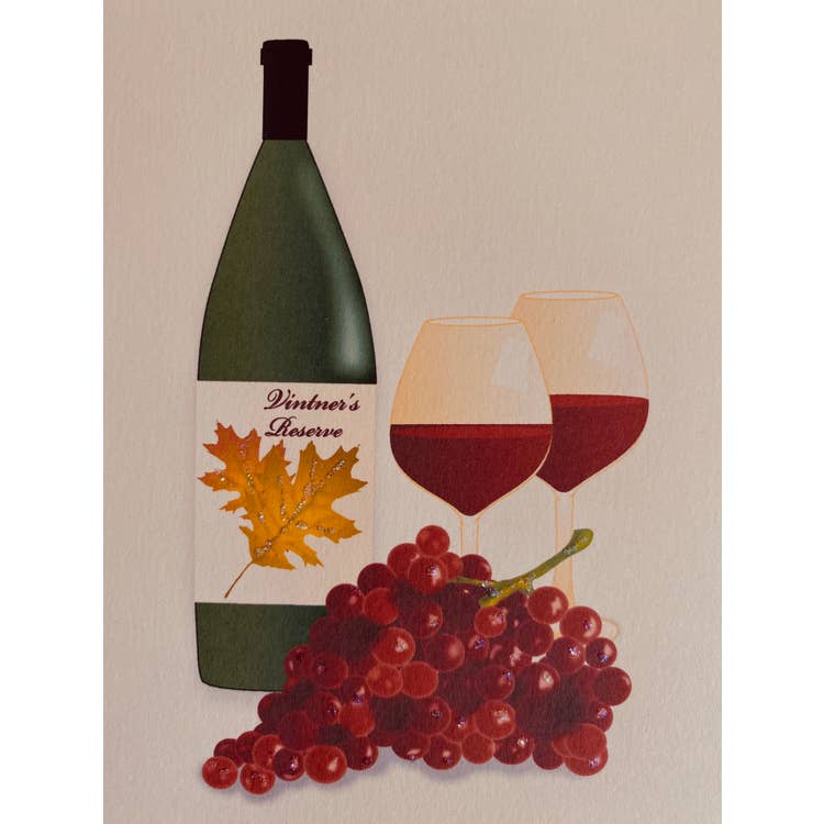 Studio Daedre - Wholesale Everyday Greeting Card - Red Wine Grapes and Glasses -  Loose Cards0