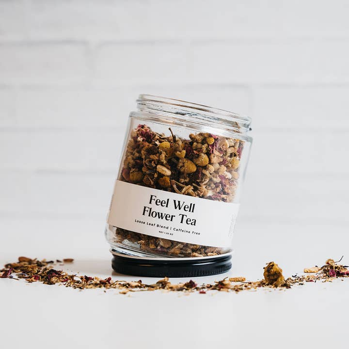 Giften Market - Wholesale Loose Tea - Feel Well Flower Tea - Loose Leaf Tea in Glass Jar - 1.25oz2