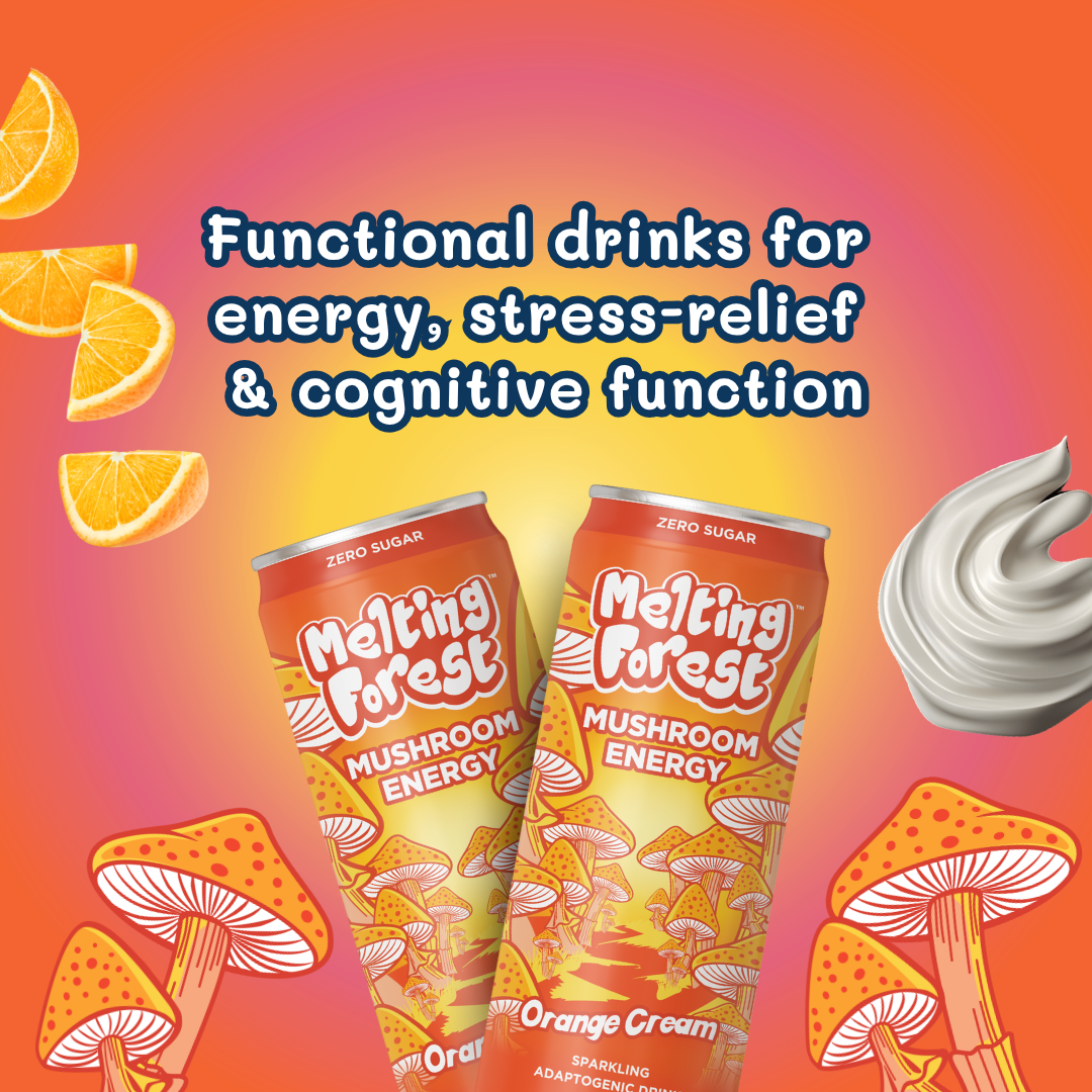 Melting Forest - Venta al por mayor Bebida energética - Bebida Energética de Champiñones | Crema de Naranja | Adaptógeno6